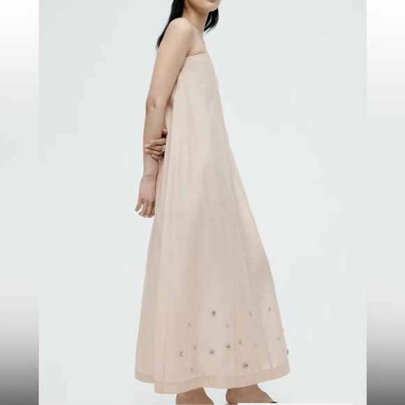 H&M Peach Strapless Maxi Dress with Silver Accents - Picture 2 of 5